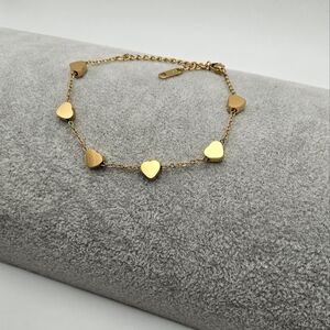 18k Gold Plated Stainless Steel Heart Chain Bracelet